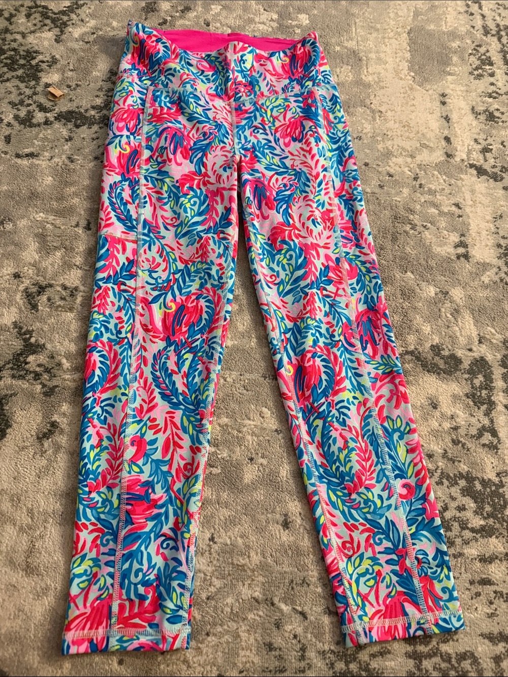 Lilly Pulitzer Pink, Blue & Green Cropped Floral Leggings